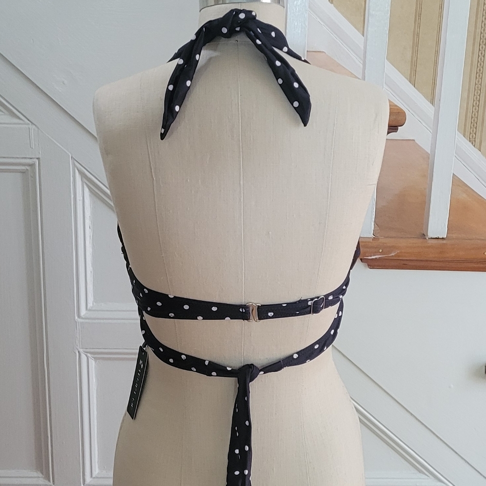 TEMPT ME Push Up Polks Dot Halter Retro 50s Bikini Top Size Medium Brand New - Picture 3 of 9